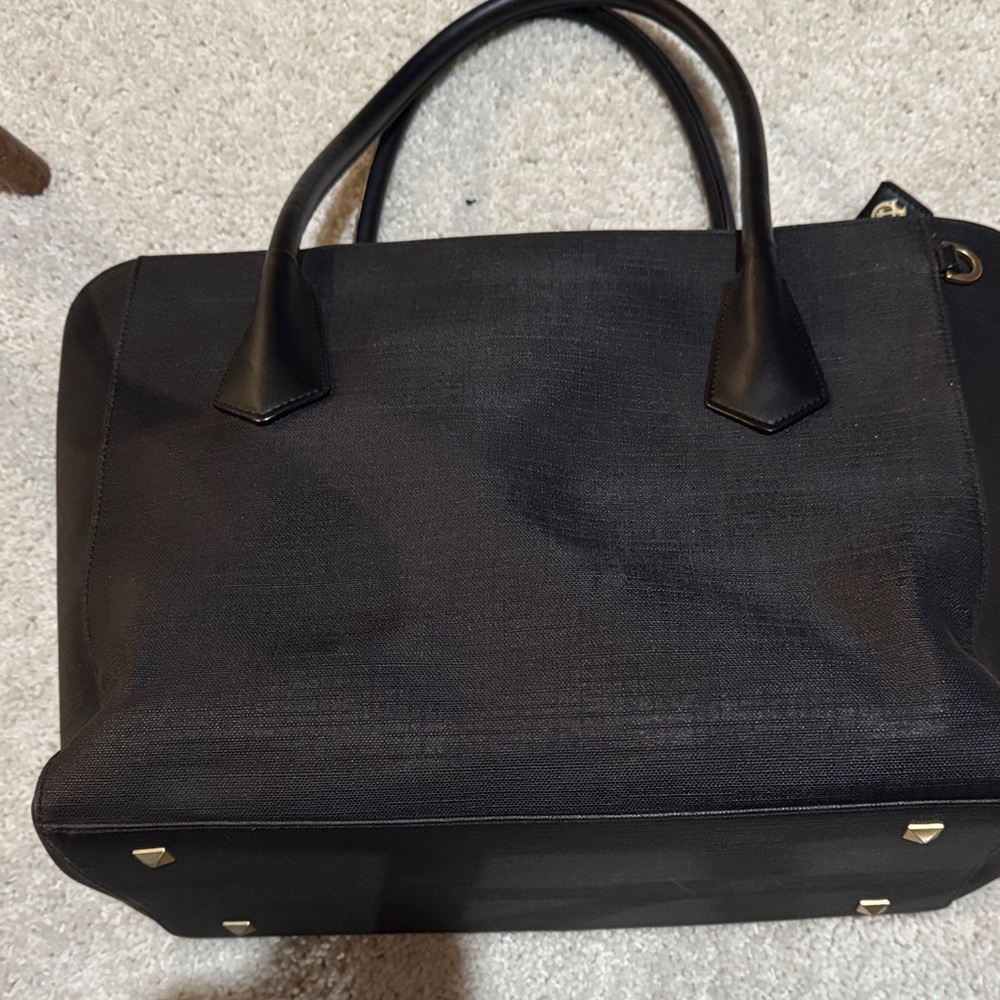 Dagne Dover Large Black Tote with Gold Accents